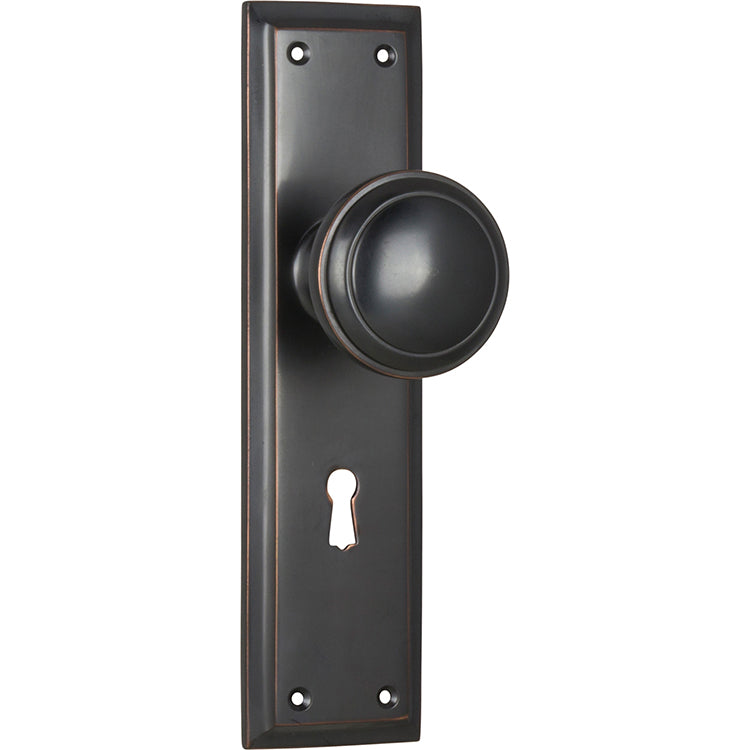 Milton Knob - Long Backplate Antique Copper / Lock | Lock (Skeleton Key)