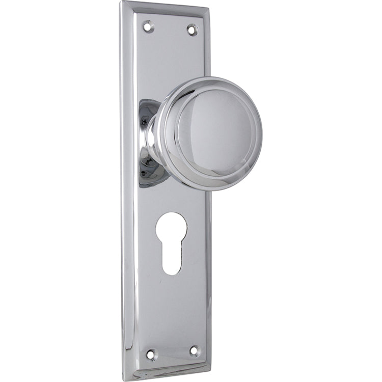 Milton Knob - Long Backplate Chrome Plated / Euro | Entrance