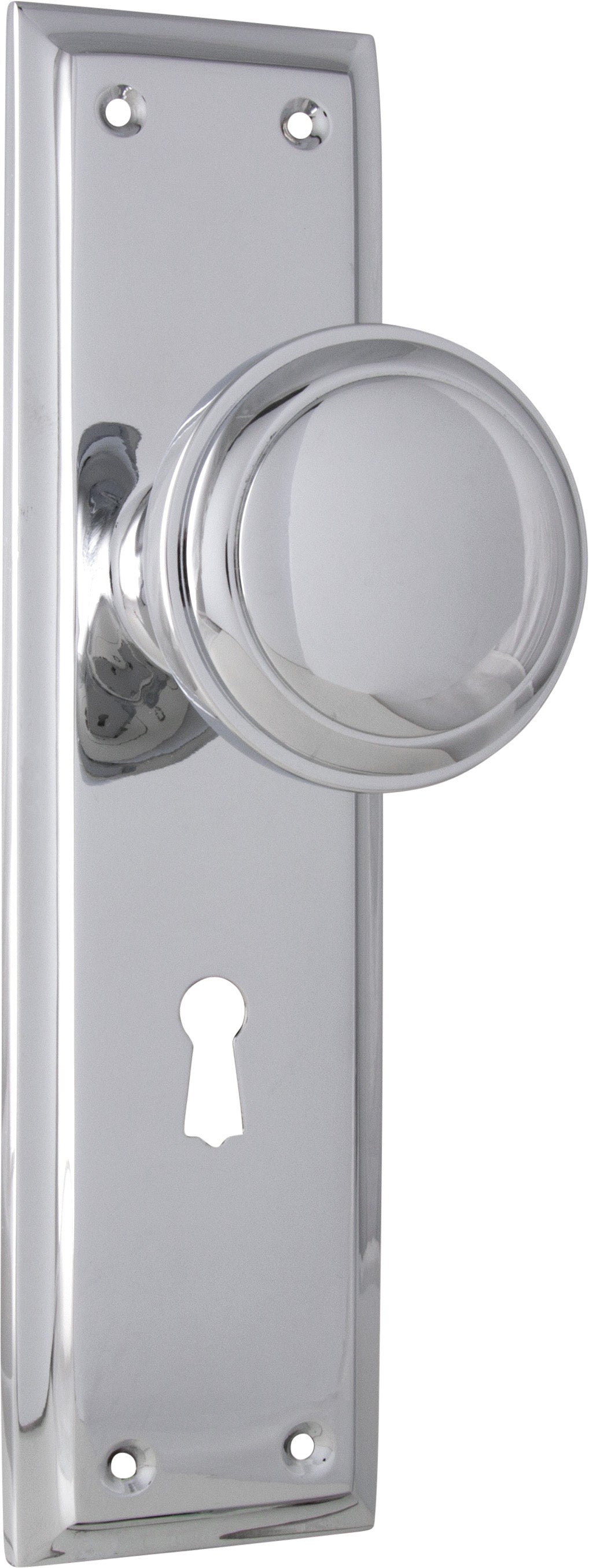 Milton Knob - Long Backplate Chrome Plated / Lock | Lock (Skeleton Key)