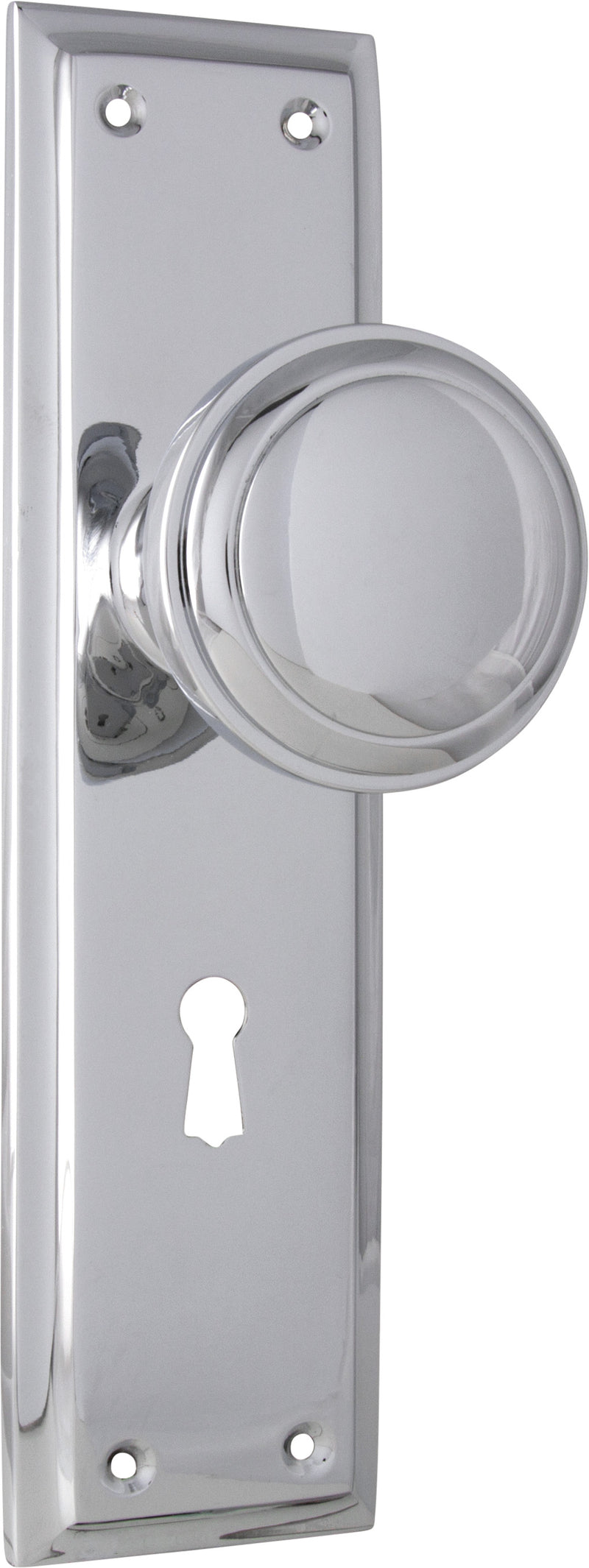 Milton Knob - Long Backplate Chrome Plated / Lock | Lock (Skeleton Key)