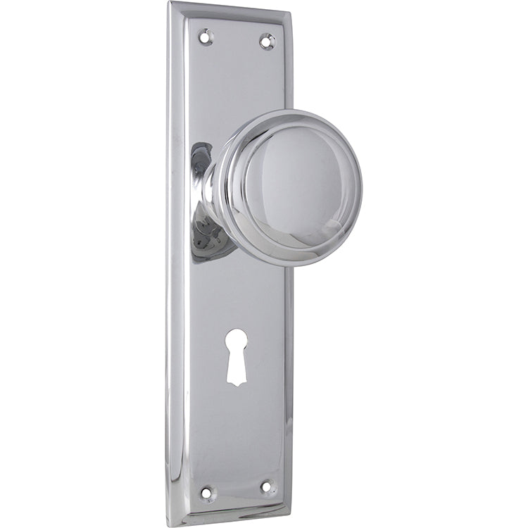 Milton Knob - Long Backplate Chrome Plated / Lock | Lock (Skeleton Key)
