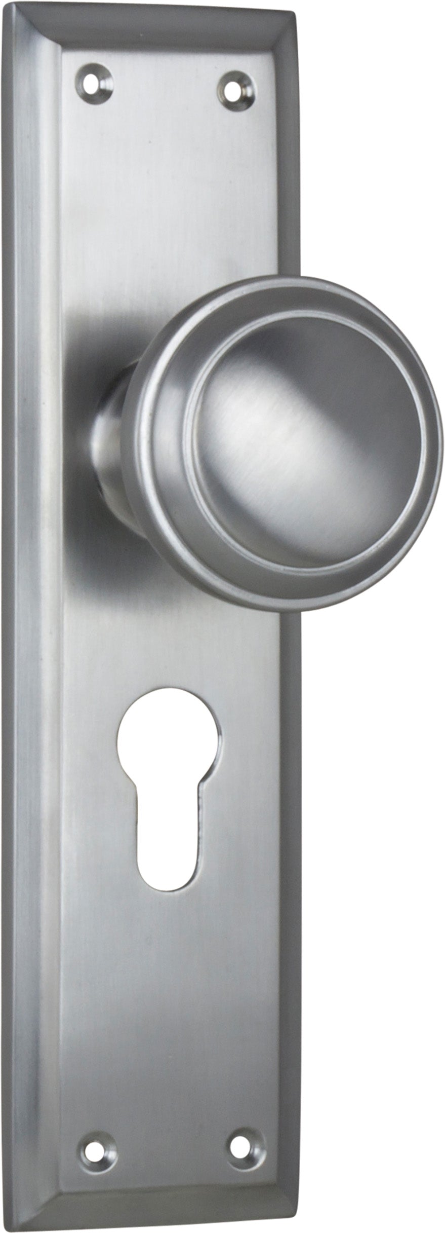 Milton Knob - Long Backplate Satin Chrome / Euro | Entrance