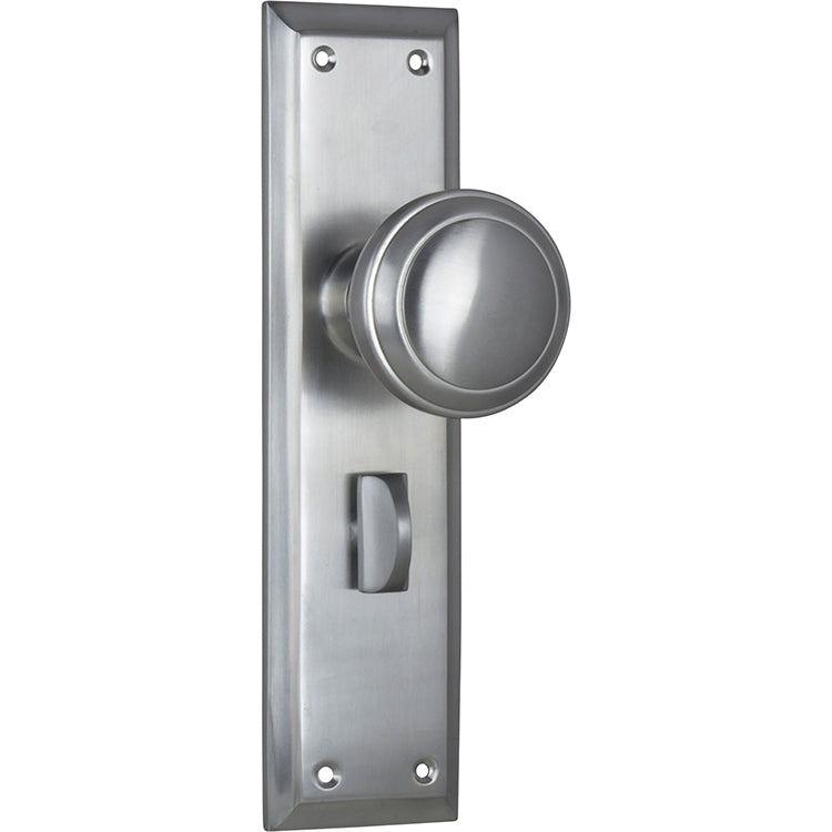 Milton Knob - Long Backplate Satin Chrome / Privacy | Privacy