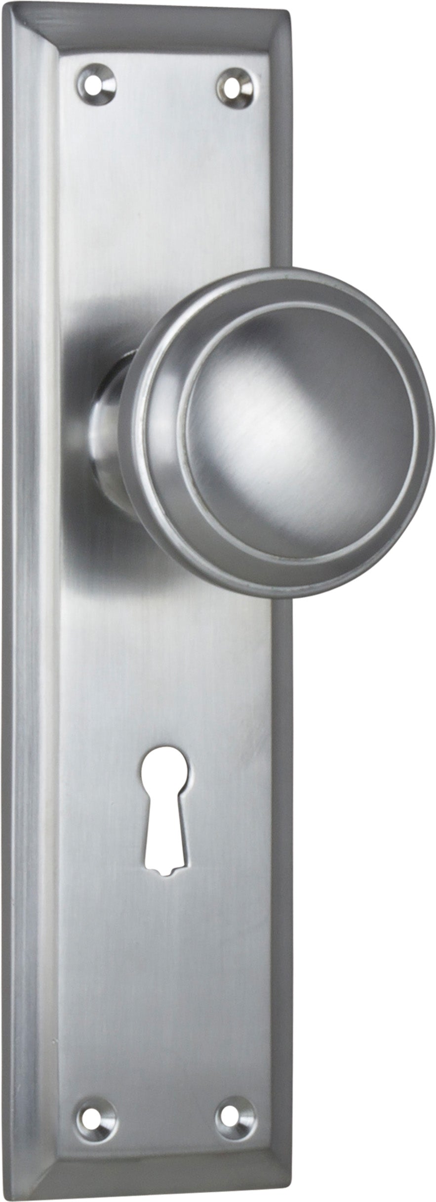 Milton Knob - Long Backplate Satin Chrome / Lock | Lock (Skeleton Key)