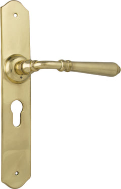 Reims Lever - Long Backplate Polished Brass / Euro | Entrance