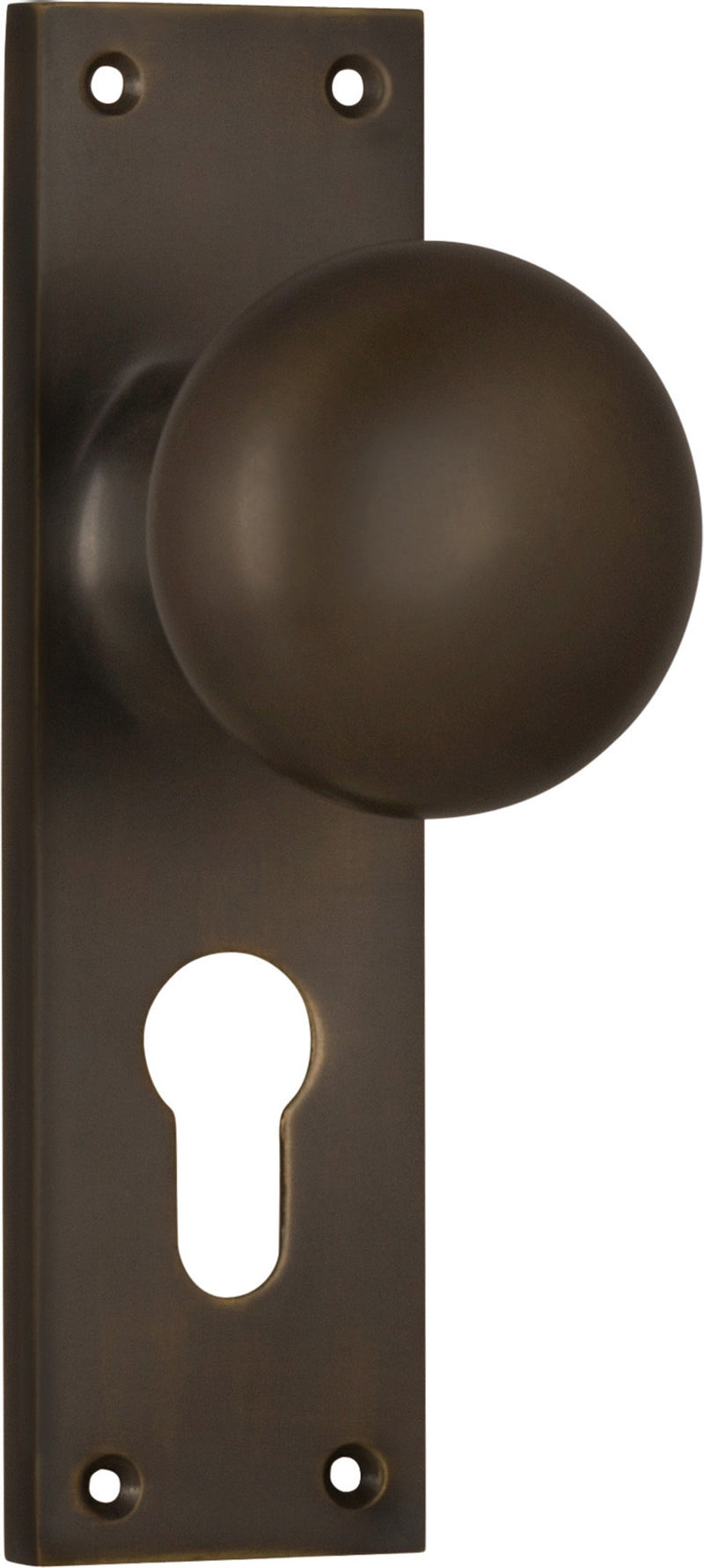 Victorian Knob - Long Backplate Antique Brass / Euro | Entrance