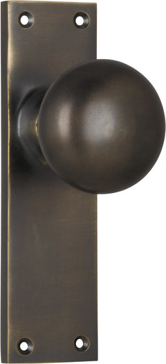 Victorian Knob - Long Backplate Antique Brass / Latch | Passage