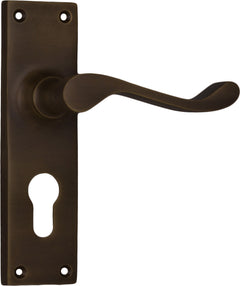 Victorian Lever - Long Backplate Antique Brass / Euro | Entrance