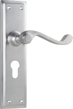 Milton Lever - Long Backplate Satin Chrome / Euro | Entrance