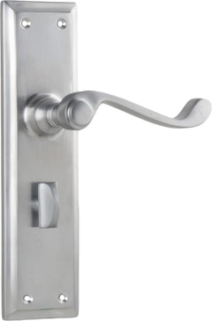 Milton Lever - Long Backplate Satin Chrome / Privacy | Privacy