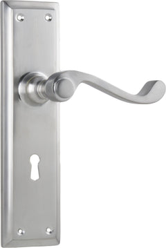 Milton Lever - Long Backplate Satin Chrome / Lock | Lock (Skeleton Key)