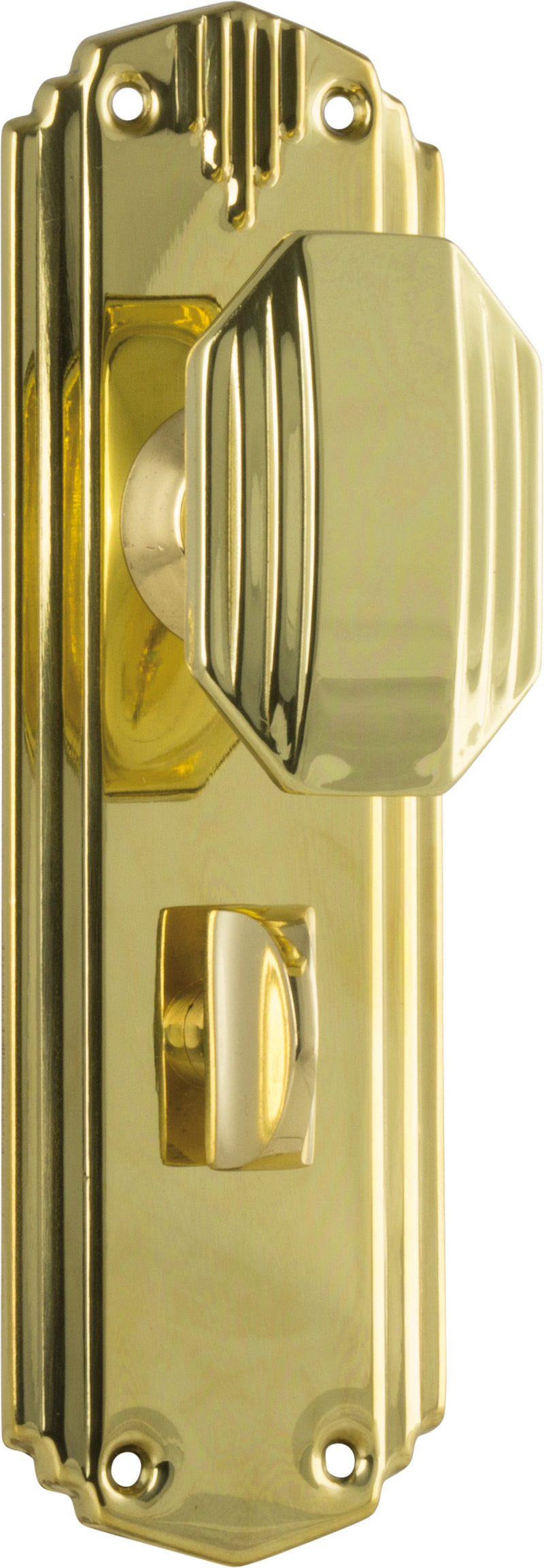 Napier Art Deco Door Knob - Long Backplate Polished Brass / Privacy | Privacy