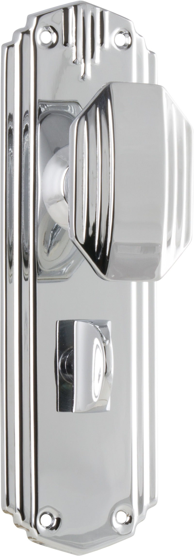 Napier Art Deco Door Knob - Long Backplate Chrome Plated / Privacy | Privacy