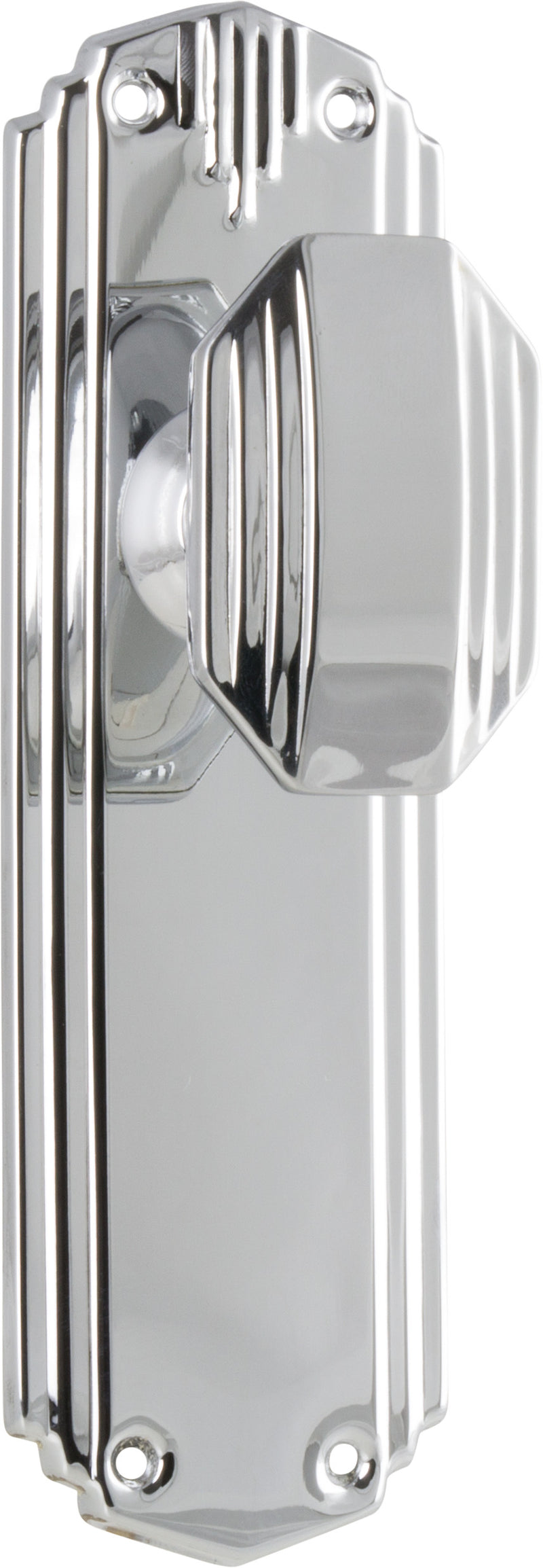Napier Art Deco Door Knob - Long Backplate Chrome Plated / Latch | Passage