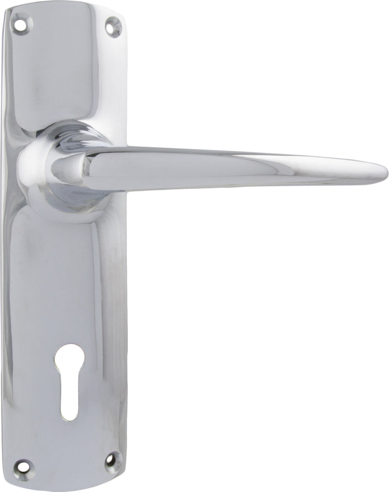 Retro Lever - Long Backplate Chrome Plated / Lock | Lock (Skeleton Key)