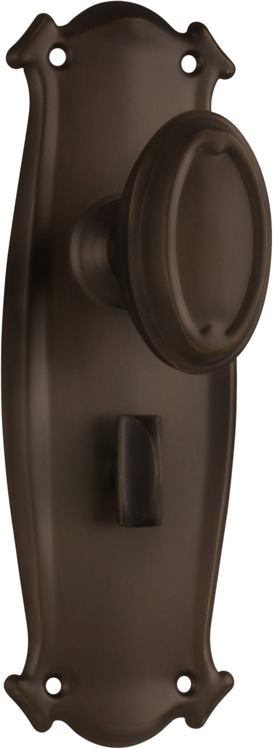 Traditional Bungalow Door Knob - Long Backplate Antique Brass / Privacy | Privacy