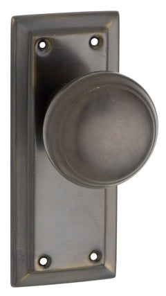 Richmond Door Knob - Short Backplate Antique Brass / Latch | Passage