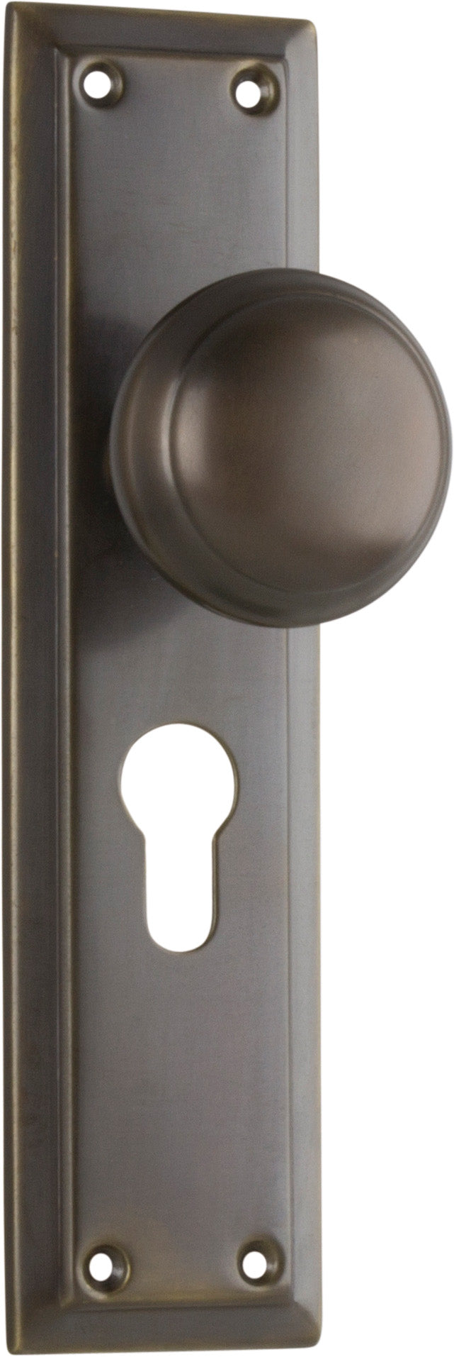 Richmond Door Knob - Long Backplate Antique Brass / Euro | Entrance