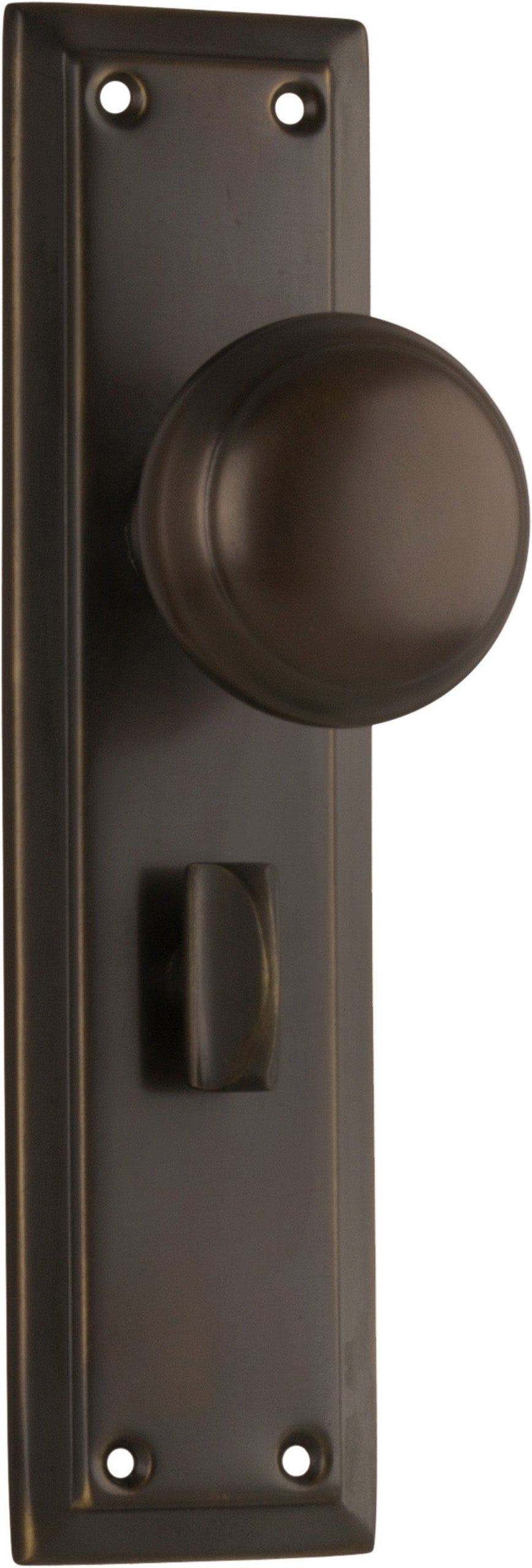 Richmond Door Knob - Long Backplate Antique Brass / Privacy | Privacy