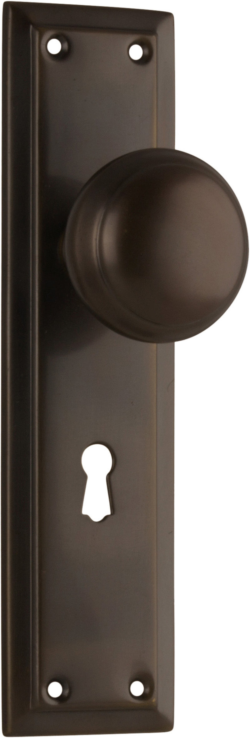 Richmond Door Knob - Long Backplate Antique Brass / Lock | Lock (Skeleton Key)
