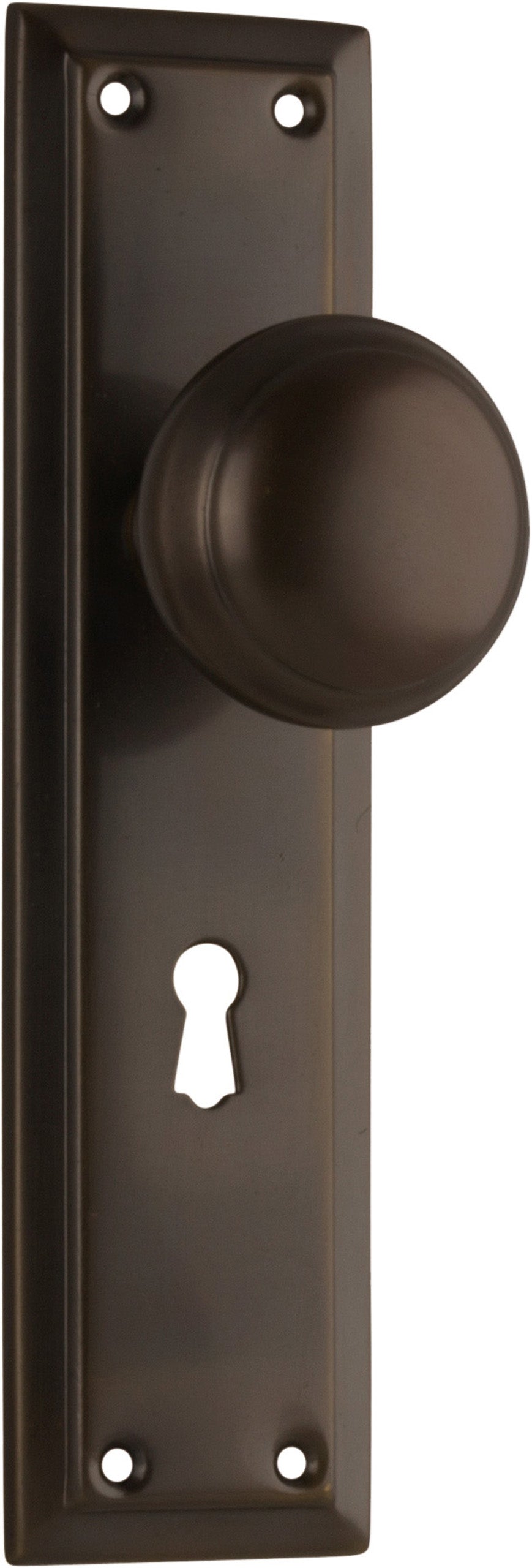 Richmond Door Knob - Long Backplate Antique Brass / Lock | Lock (Skeleton Key)