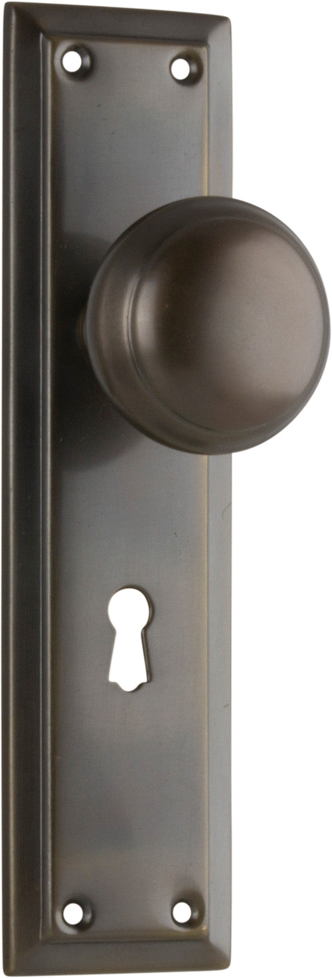 Richmond Door Knob - Long Backplate Antique Brass / Lock | Lock (Skeleton Key)