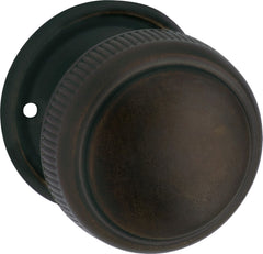 Large Milled Edged Mortice Knob - Round Rose Antique Brass / Passage