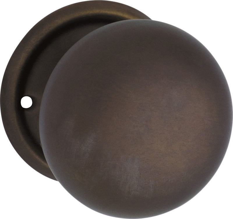 Plain Mortice Knob - Round Rose Antique Brass / Passage