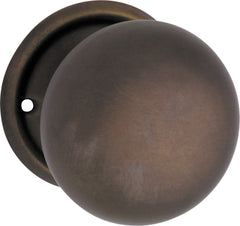 Plain Mortice Knob - Round Rose Antique Brass / Passage