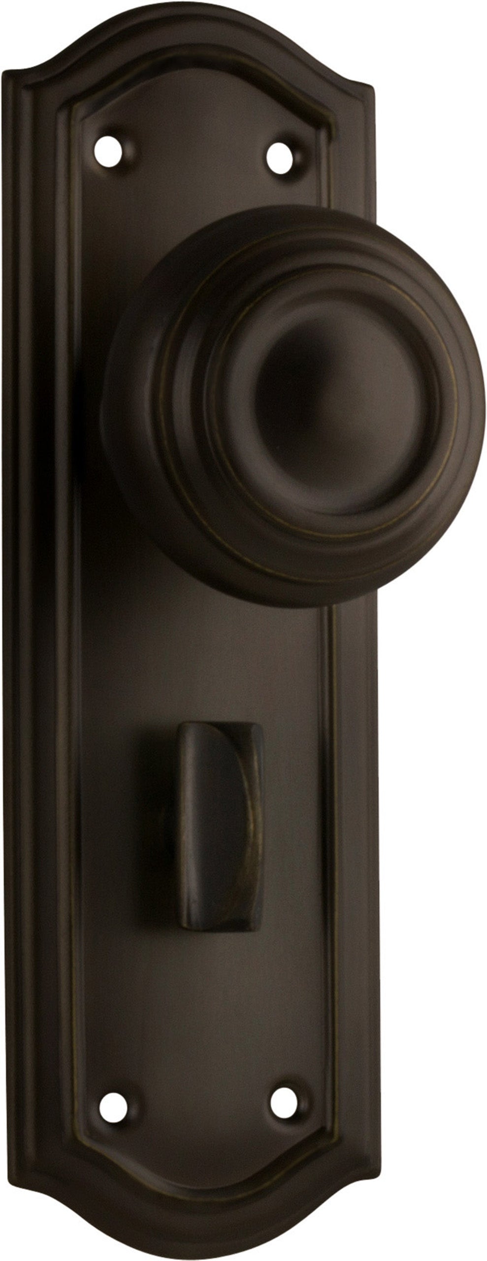 Kensington Door Knob - Long Backplate Antique Brass / Privacy | Privacy