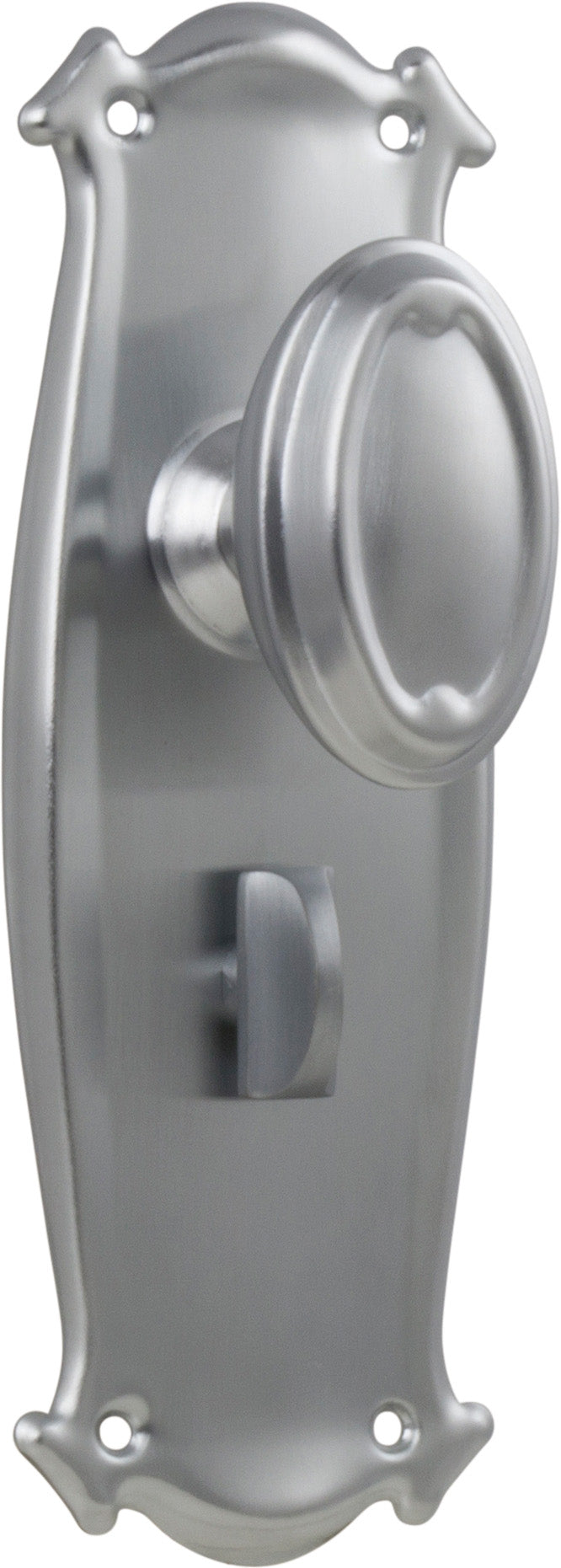 Traditional Bungalow Door Knob - Long Backplate Satin Chrome / Privacy | Privacy