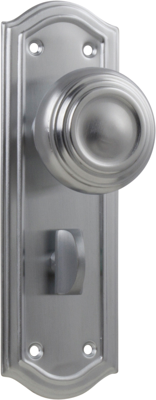 Kensington Door Knob - Long Backplate Satin Chrome / Privacy | Privacy