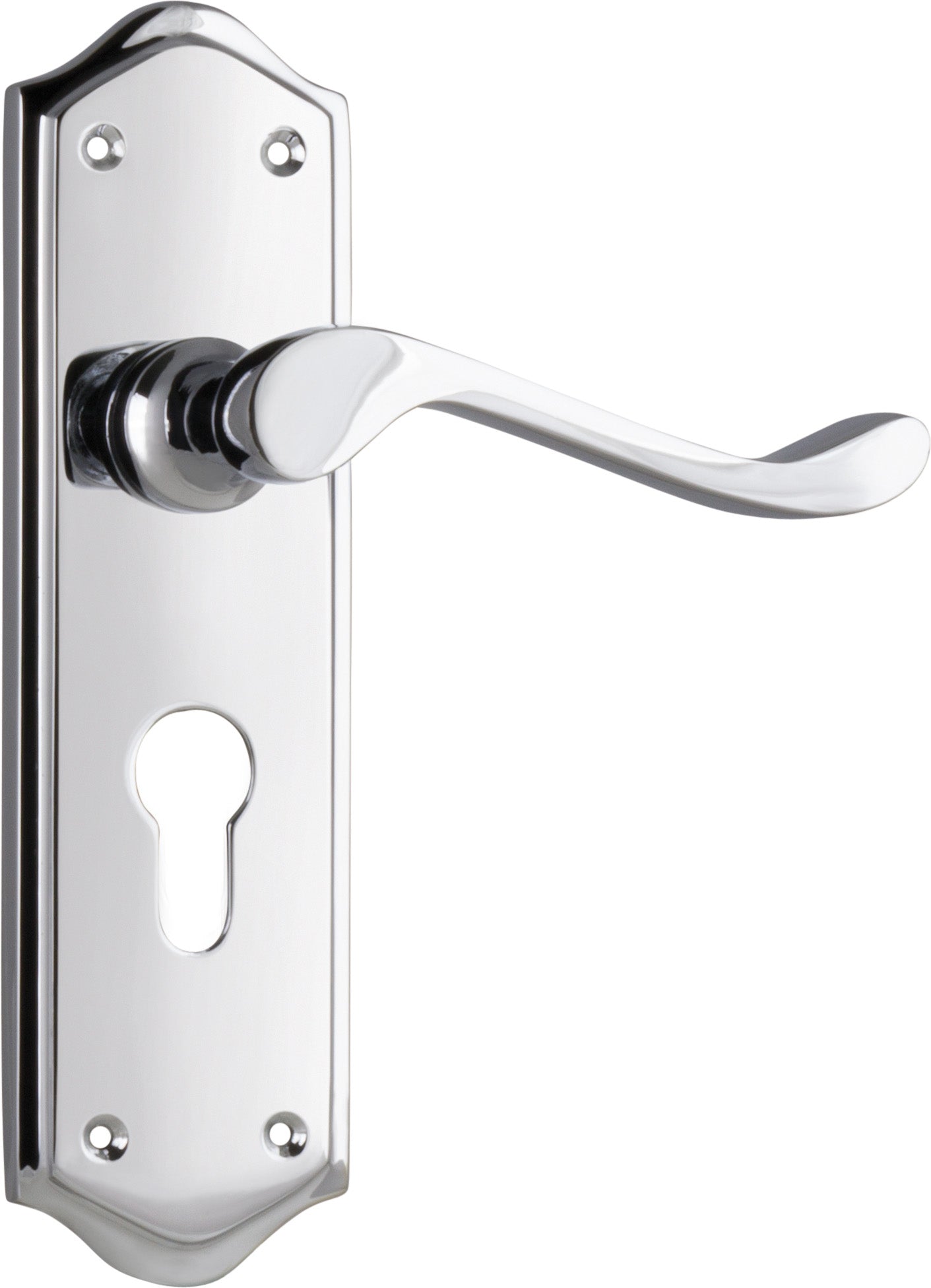 Henley Lever - Long Backplate Chrome Plated / Euro | Entrance
