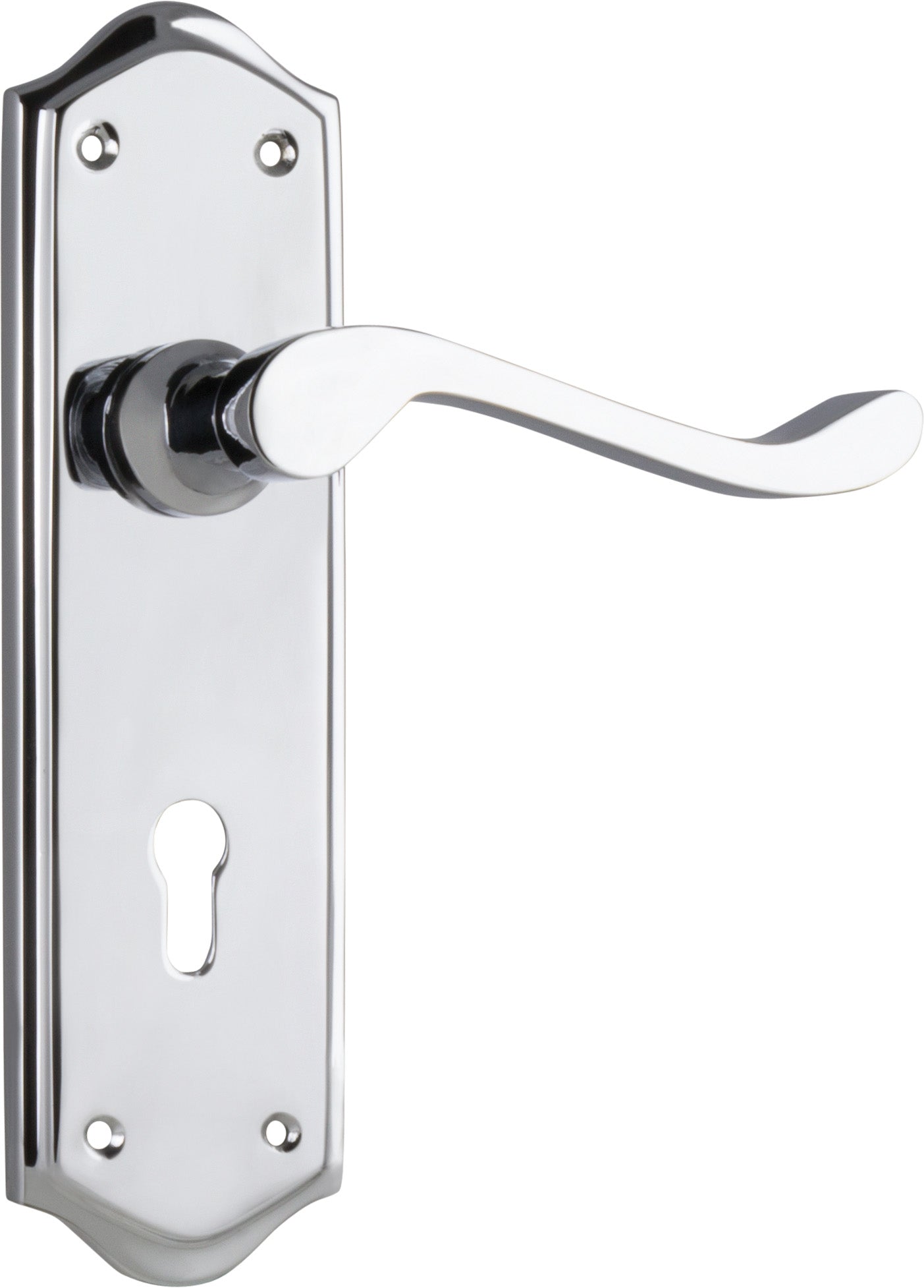 Henley Lever - Long Backplate Chrome Plated / Lock | Lock (Skeleton Key)