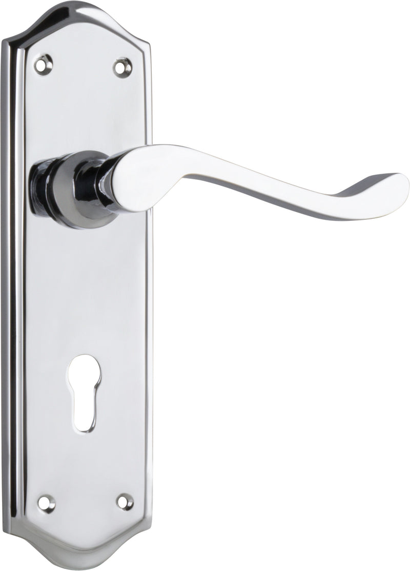 Henley Lever - Long Backplate Chrome Plated / Lock | Lock (Skeleton Key)