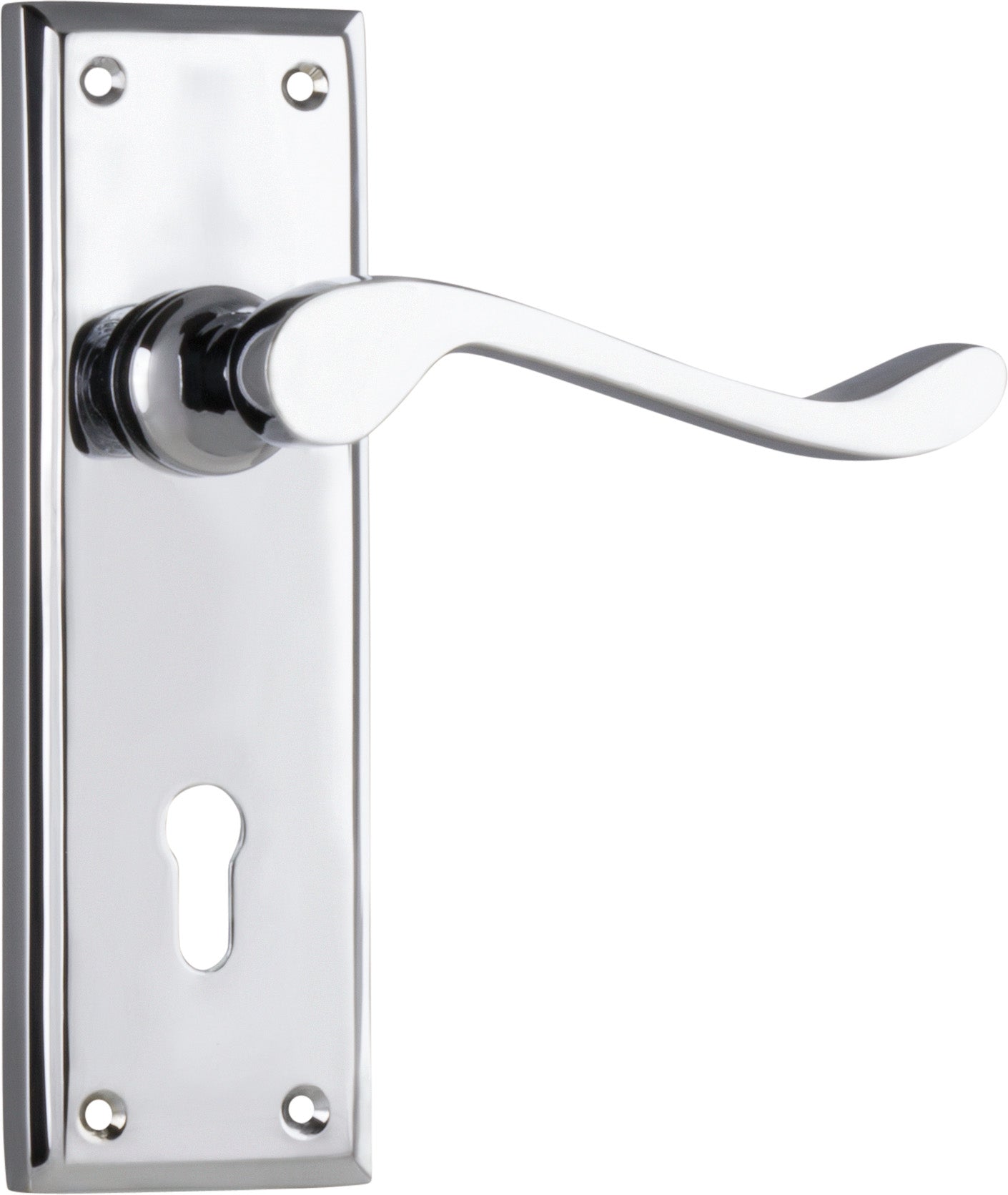 Camden Lever - Long Backplate Chrome Plated / Lock | Lock (Skeleton Key)