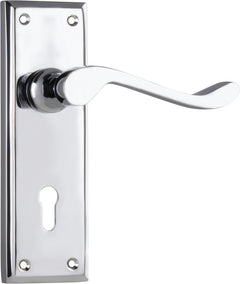 Camden Lever - Long Backplate Chrome Plated / Lock | Lock (Skeleton Key)