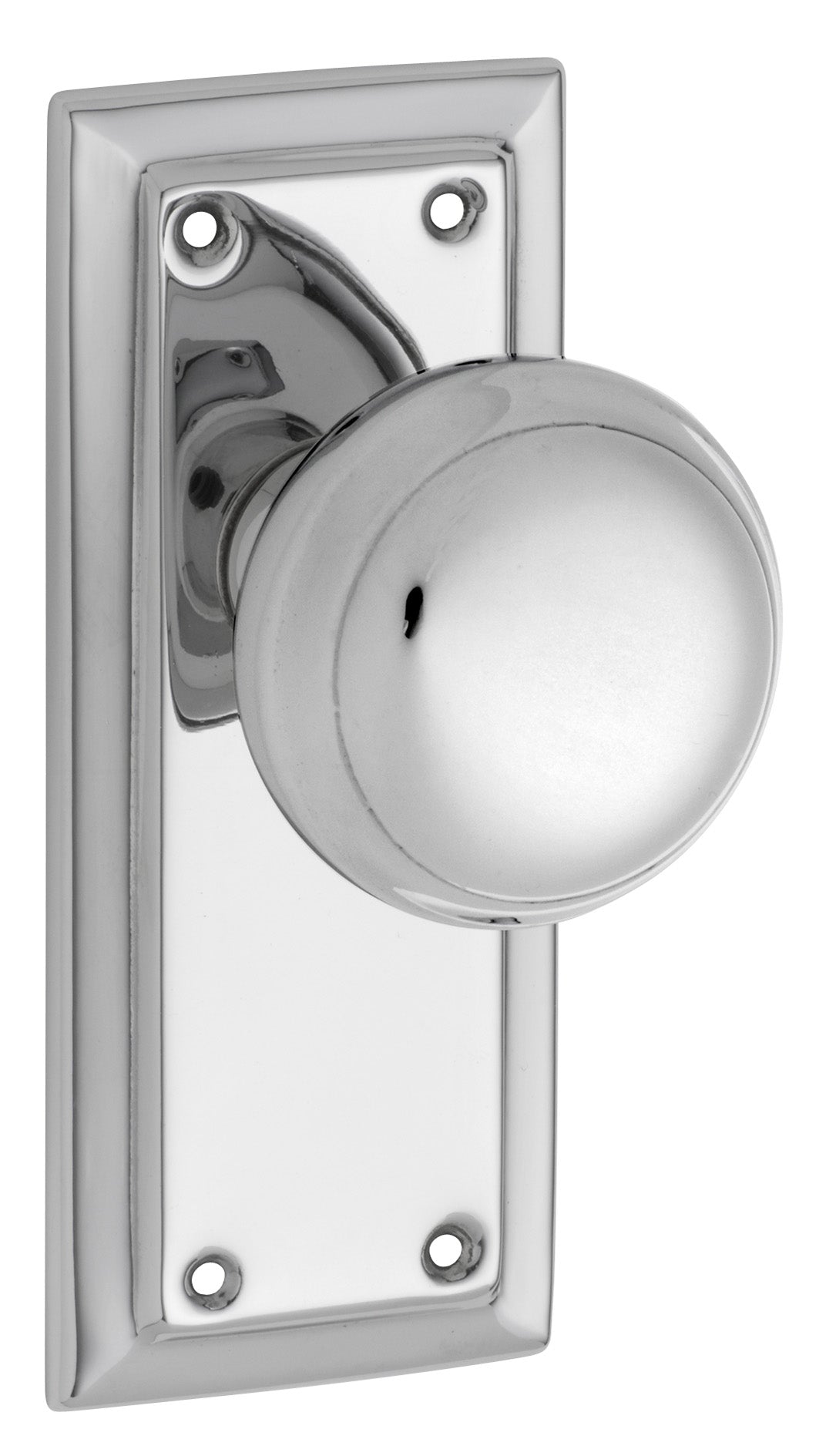Richmond Door Knob - Short Backplate Chrome Plated / Latch | Passage
