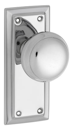 Richmond Door Knob - Short Backplate Chrome Plated / Latch | Passage