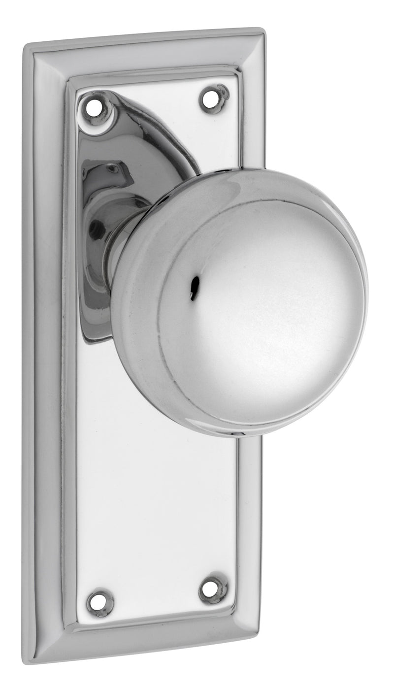 Richmond Door Knob - Short Backplate Chrome Plated / Latch | Passage