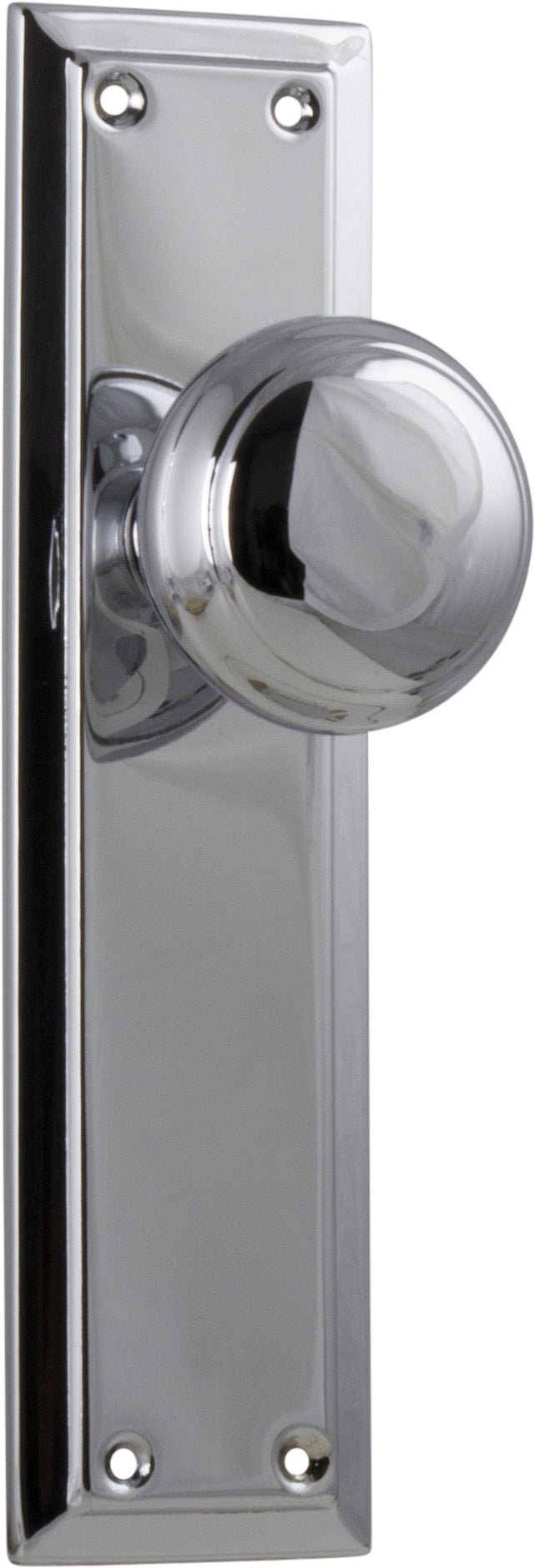 Richmond Door Knob - Long Backplate Chrome Plated / Latch | Passage