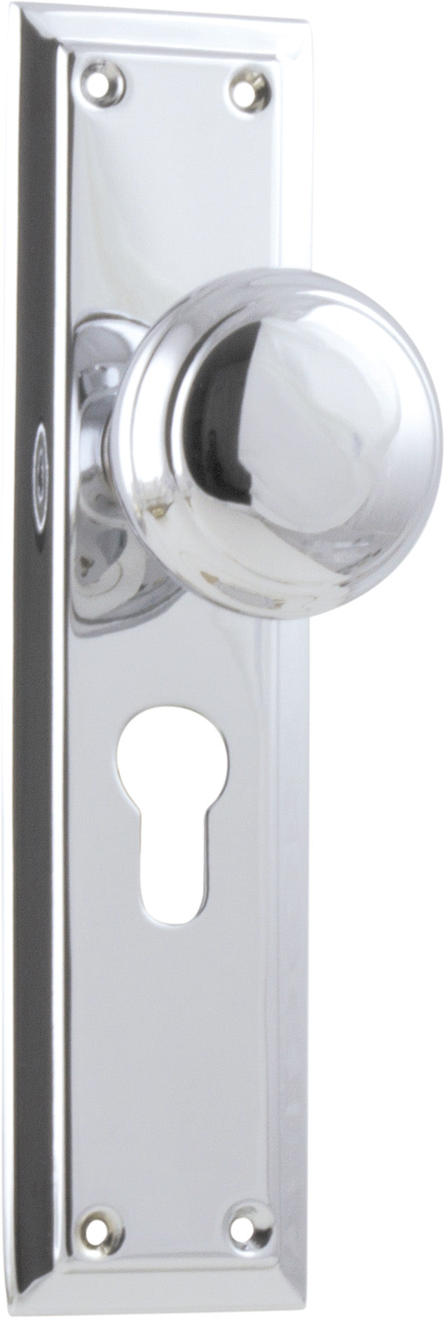 Richmond Door Knob - Long Backplate Chrome Plated / Euro | Entrance
