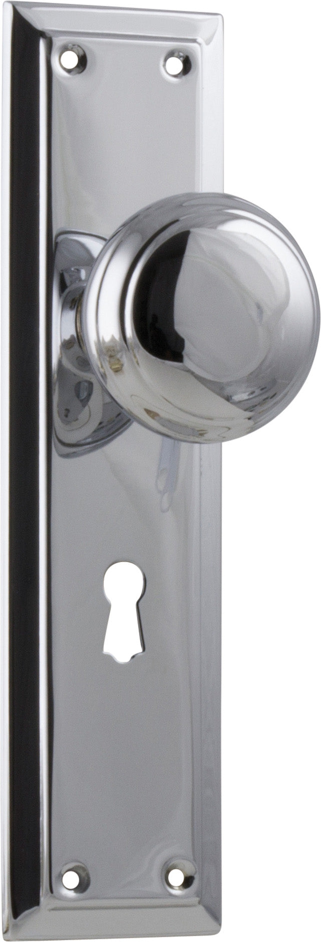 Richmond Door Knob - Long Backplate Chrome Plated / Lock | Lock (Skeleton Key)
