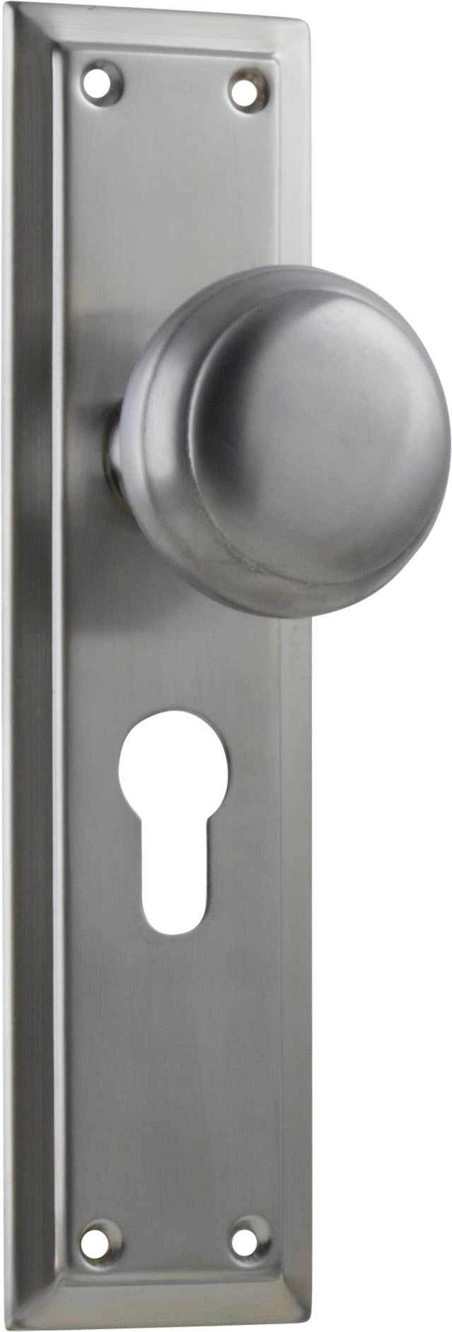 Richmond Door Knob - Long Backplate Satin Chrome / Euro | Entrance