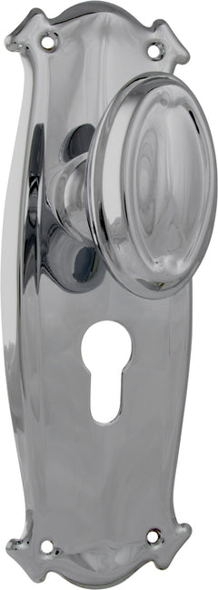 Traditional Bungalow Door Knob - Long Backplate Chrome Plated / Euro | Entrance