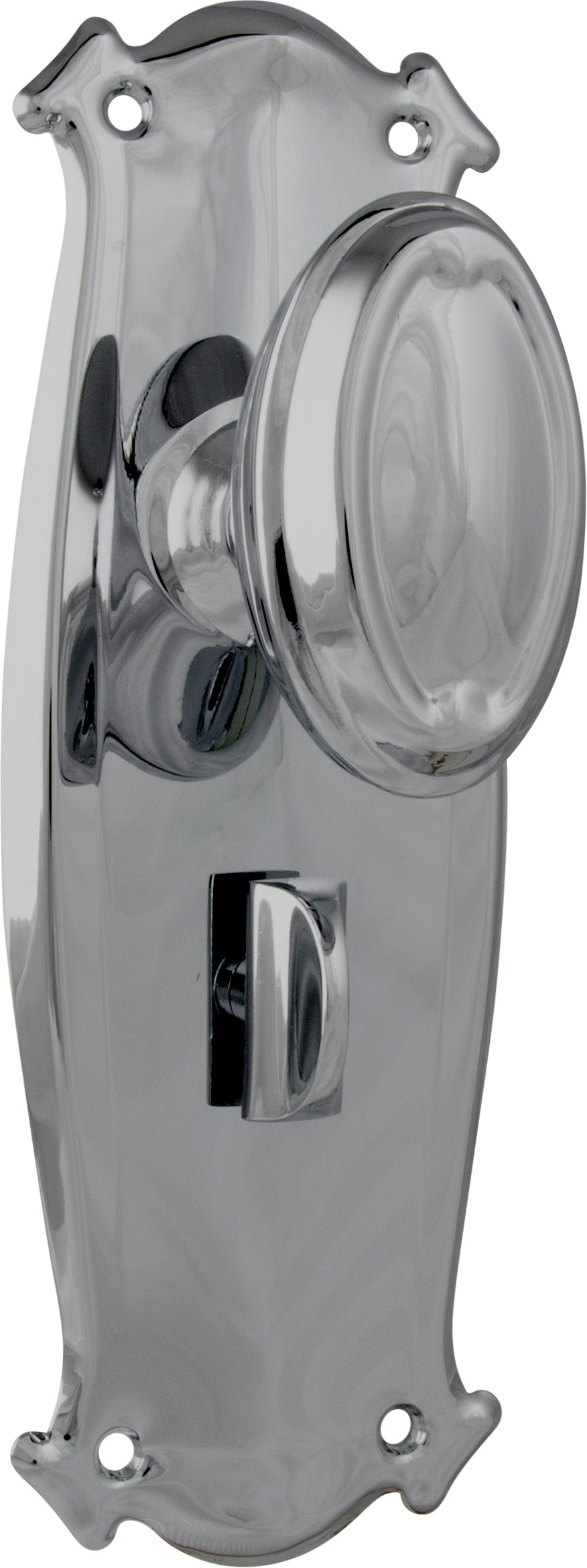 Traditional Bungalow Door Knob - Long Backplate Chrome Plated / Privacy | Privacy