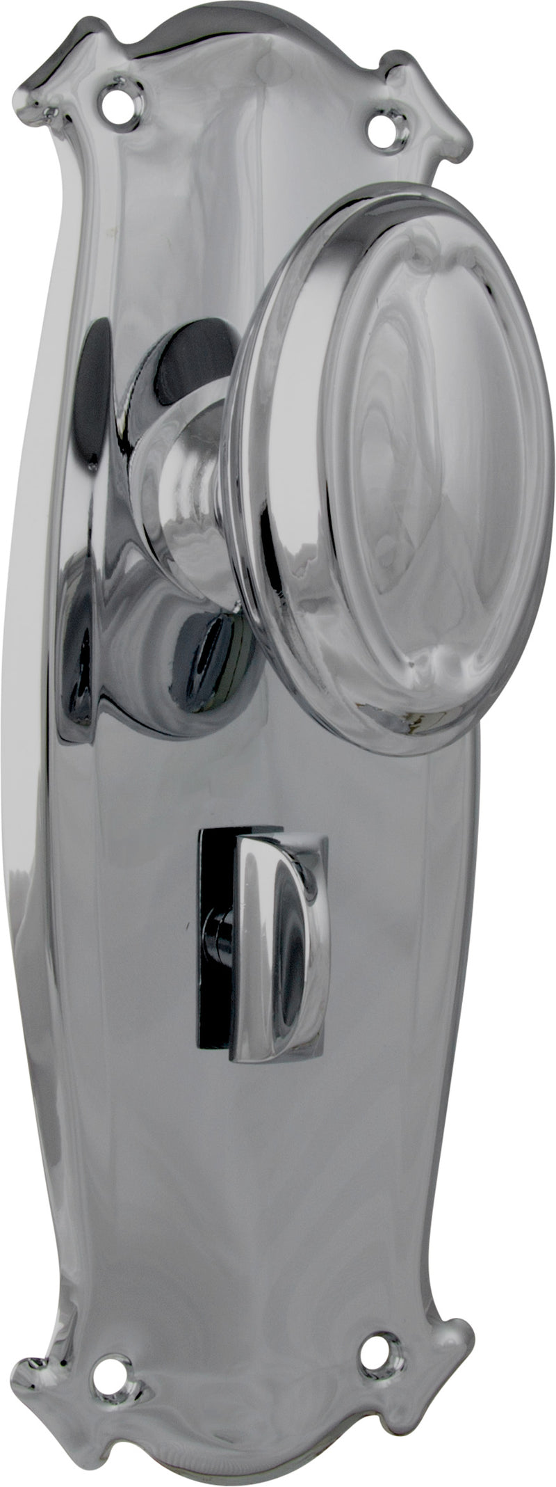 Traditional Bungalow Door Knob - Long Backplate Chrome Plated / Privacy | Privacy