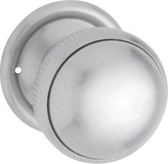 Small Milled Edged Mortice Knob - Round Rose Satin Chrome / Passage