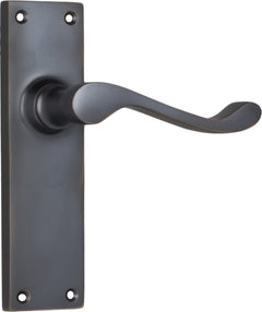 Victorian Lever - Long Backplate Antique Copper / Latch | Passage