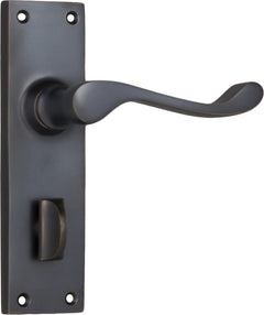 Victorian Lever - Long Backplate Antique Copper / Privacy | Privacy